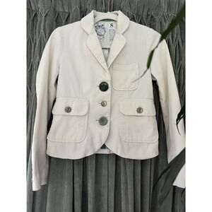 Anthropologie Trovata Blazer Women Sz Small 100% Cotton Button Ivory Gilmore Gir